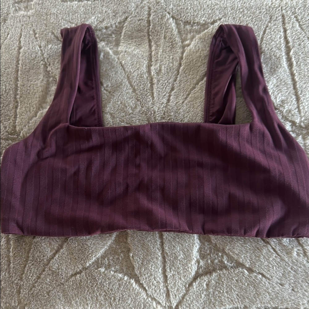 Burgundy Ribbed sports bra - Picture 1 of 4